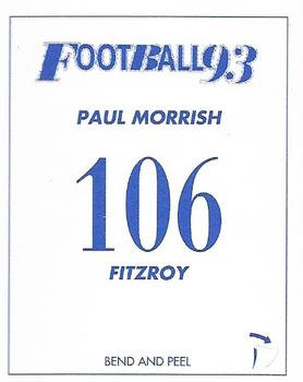 1993 Select AFL Stickers #106 Paul Morrish Back